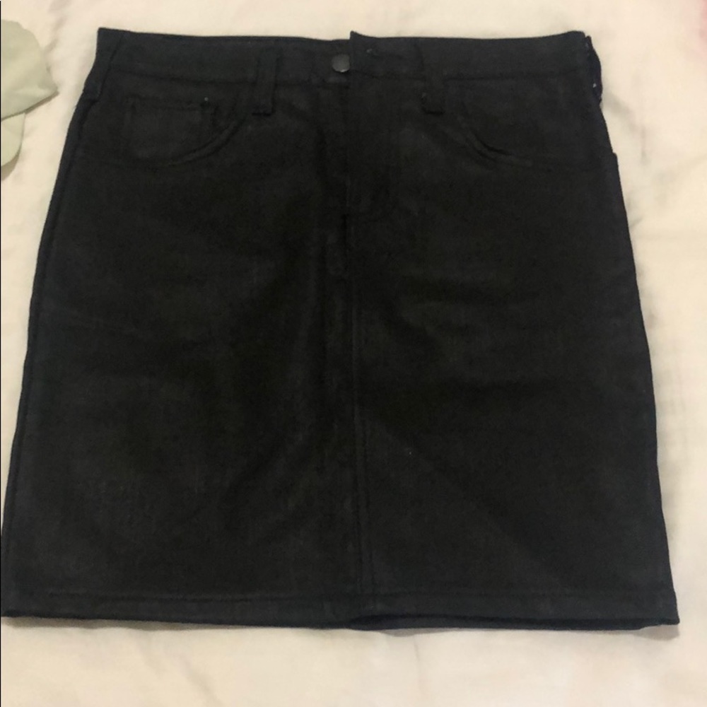 Oak Black Coated Denim Mini Skirt - must go!!